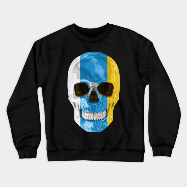 Canary Islands (Spain) Flag Skull - Gift for  With Roots From Canary Islands (Spain) Crewneck Sweatshirt by Country Flags